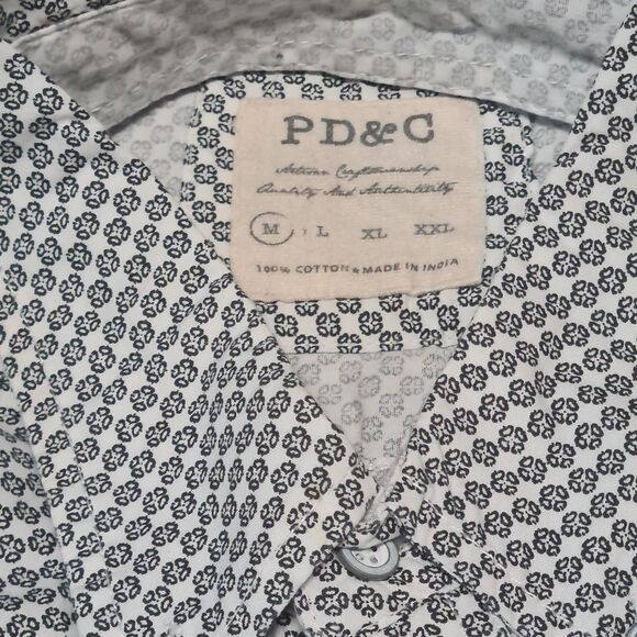 Paper Denim & Cloth Shirt Mens MEDIUM Button Up Geometric Casual Vacation Preppy - Picture 2 of 6